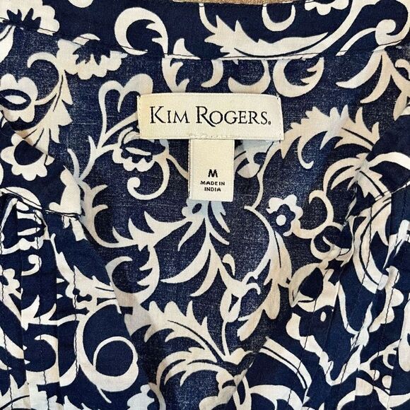 Kim Rogers Women’s Medium Navy Floral Blouse - Picture 10 of 11